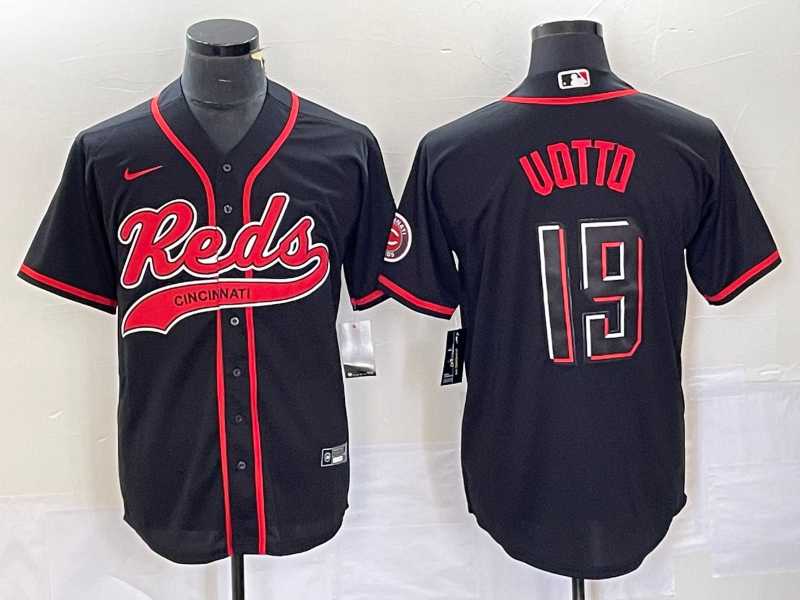 Men%27s Cincinnati Reds #19 Joey Votto Black 2023 City Connect Cool Base Stitched Jersey